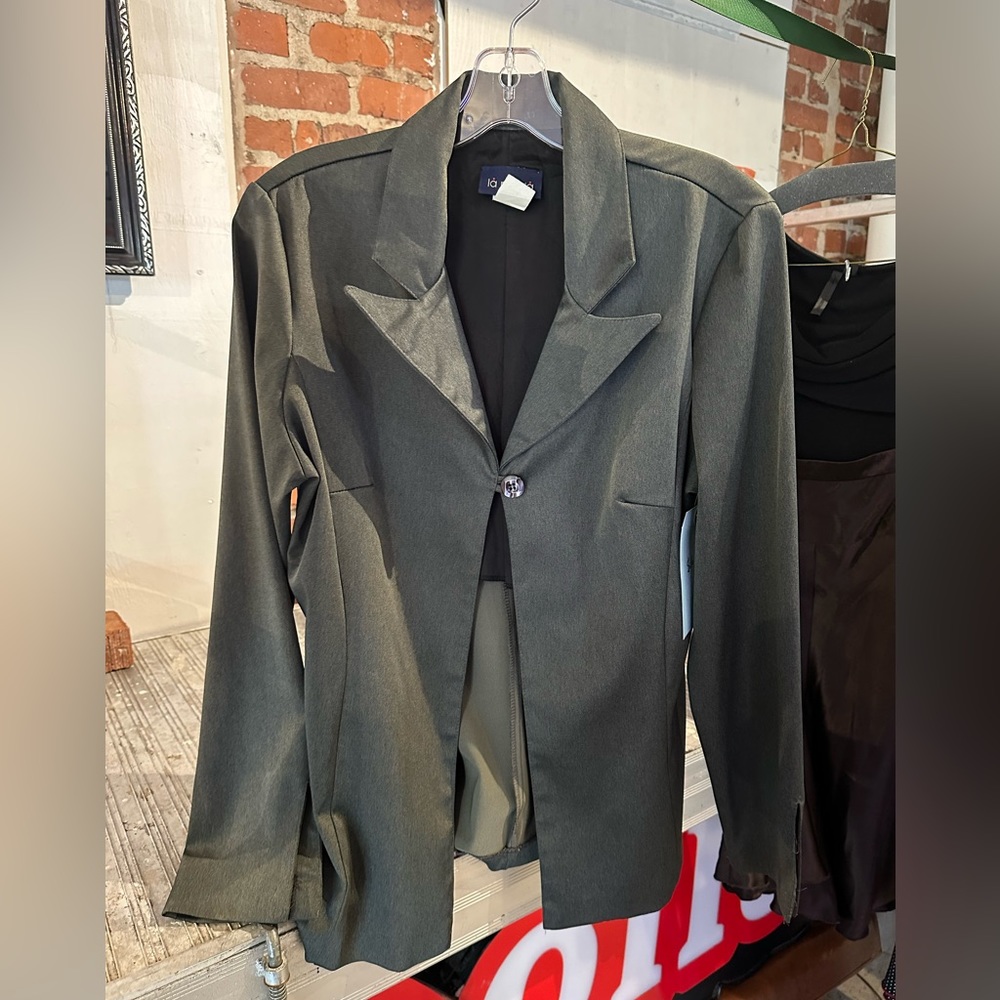 La Moda Y2K single button blazer in grey